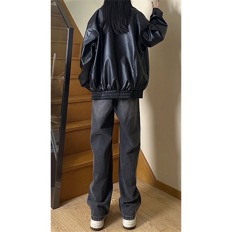 港风美式日系复古痞帅大翻领皮衣夹克潮XZ213-JK8932-P108控128,男装夹克,星座213