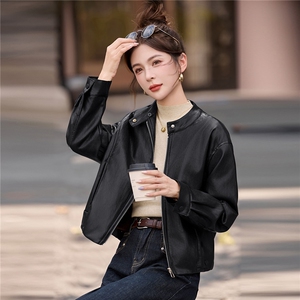 可拆卸针织连帽加绒加厚皮衣女2025冬季新款宽松休闲百搭pu皮棉衣图片