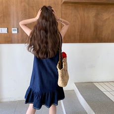 新款现货主推刺绣牛仔连衣裙2568-P125-K178，女装连衣裙，2C129