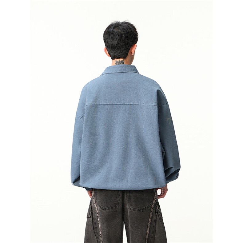 翻领套头夹克男美式复古宽松训练服男生春秋季运动印花外套,男装夹克,星座410-6（原星座1304-1）