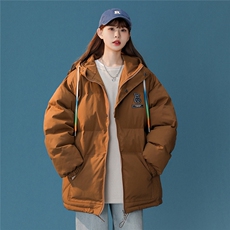 中性风小熊加厚宽松连帽面包服棉衣外套情侣装棉服G1033P128女，男装棉衣，电商A339