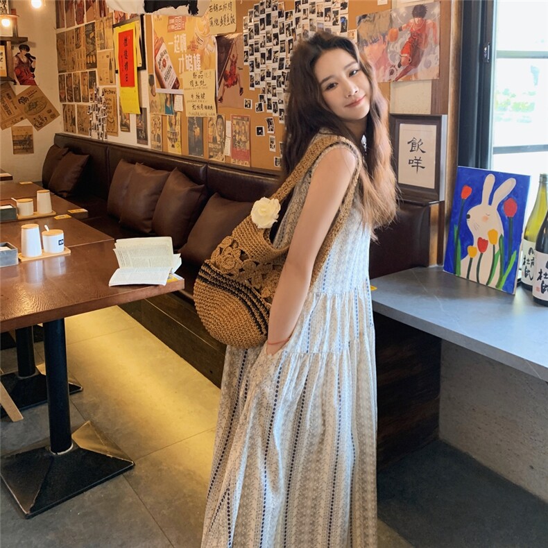 复古碎花绝美法式连衣裙2025新款女初夏小香风超好看高级感背心裙，女装连衣裙，2C166