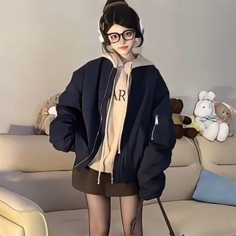 美式复古棒球服外套男女秋冬新款大码显瘦高级感飞行员夹克冲锋衣,男装夹克,星座1210-1