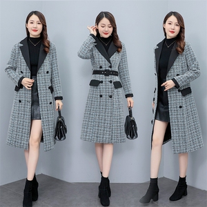 轻奢时尚格子毛呢大衣女2022秋冬新款修身显瘦潮流长款毛呢外套,女装毛呢外套,尚洛菲