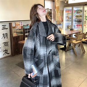 2楼002-2707-P295K388档口现货！格子羊毛外套双面呢大衣图片
