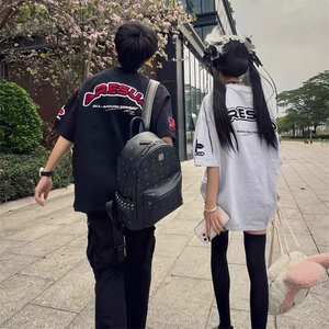 万针全刺绣工艺抖音得物高品质260克重磅纯棉双纱美式高街短袖T恤