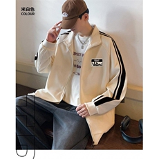 WASSUPHAPPY美式立领夹克男秋冬潮牌运动拼接加绒厚外套休闲上衣，男装夹克，星座1013