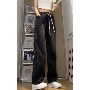 牛仔裤男直筒宽松大码抽绳美式裤子长裤K8483-P48【特价】图片