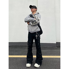 美式复古hiphop重工多口袋嘻哈街头高街喇叭牛仔裤K71526-P50网图，男装牛仔裤，电商B245