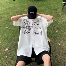 F248-P352024夏季新款潮牌短袖衬衫男痞帅宽松休闲衬衣外套现货，男装衬衫，星座512-6