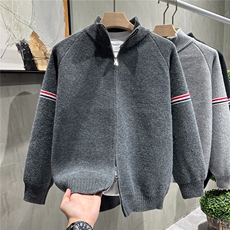 美式复古开山针织毛衣深灰色、黑色M到3XL，男装针织衫/毛衣，星座410-7