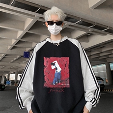 抖音得物供货提供视频秋冬重磅美式宽松织带圆领卫衣0743，男装卫衣，电商A486