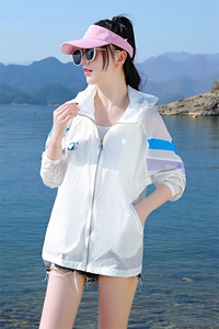 防晒衣女2023夏季新款百搭户外服小个子长袖拼接薄款透气开衫外套图片