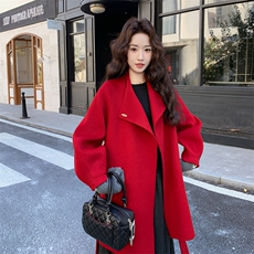 现货主推新款双面羊毛呢大衣p285-k388，女装毛呢外套，丝露依尚（原SL）