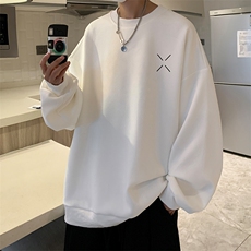 华夫格卫衣圆领卫衣男大码长袖t恤男外套HW76305-P30加绒款-P40，男装卫衣，电商A040