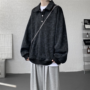 现货WY10165-特P48 控88美式复古解构拼接大码男宽松情侣套头卫衣图片