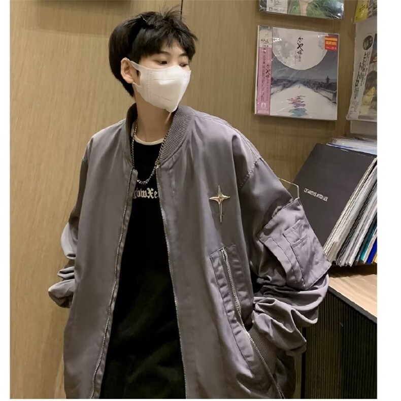 工装棒球服外套男春秋季新款拉链多口袋夹克上衣男生2401P63,男装夹克,星座410-2