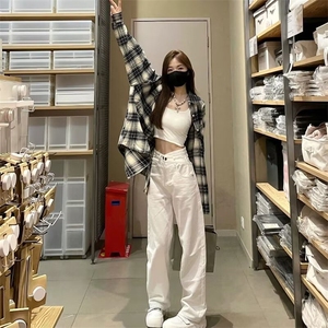 复古格子衬衫外套女2026春夏新款韩版设计感宽松休闲衬衣百搭图片