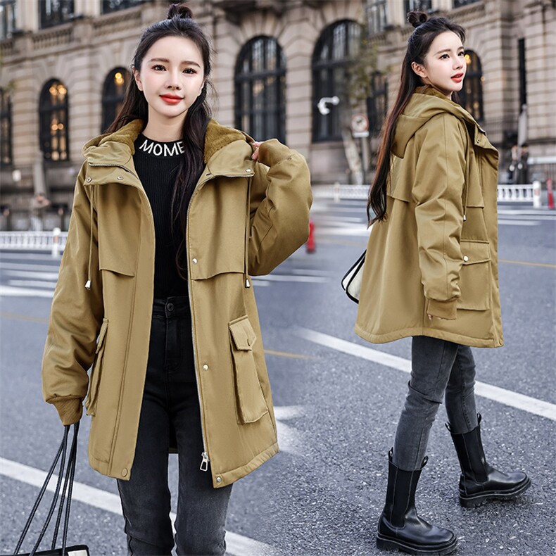 加绒加厚中长款大码胖MM200斤派克服时尚宽松外套大货已出,女装派克服,妃曼