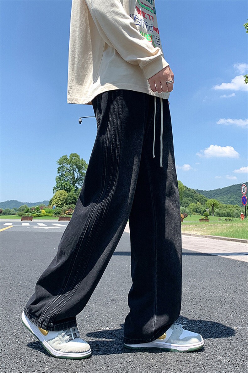 春季新款条纹牛仔裤美式水洗长裤G153-TP40,男装牛仔裤,星座910
