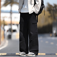 2025秋冬新款休闲男裤宽松直筒百搭水洗简约裤子潮9281-P50，男装休闲裤，星座1006-1