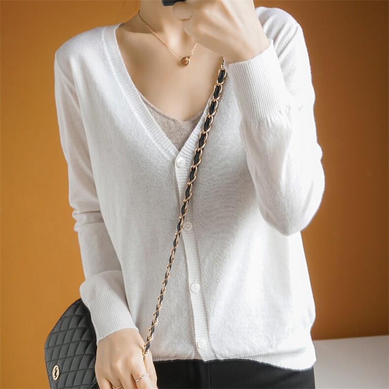 2025年秋季时尚百搭通勤简约休闲羊毛开衫，女装羊毛衫，朝思羊绒