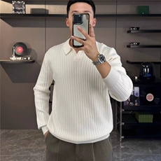 欧美翻领针织polo衫男高级感修身长袖卫衣v型叠领线衣保罗羊毛衫，男装针织衫/毛衣，星座506A