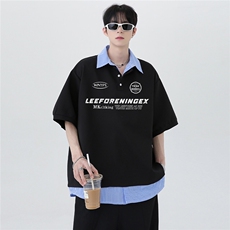 夏季小众潮牌少年感假两件美式复古设计感POLO衫短袖T恤T311-P48，男装Polo衫，电商C307