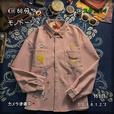 春季新款港风日系复古卡通刺绣华夫格翻领长袖衬衫男女ZC779-P46，男装衬衫，星座313A(原308A-2)
