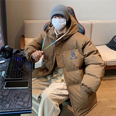 港风新品小熊加厚宽松连帽面包服棉衣外套情侣装棉服G1033P128，男装棉衣，电商A339
