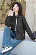 现货复古港风晕染立领皮衣女2024秋新款宽松休闲机车Pu皮外套，女装皮衣，潮流依族