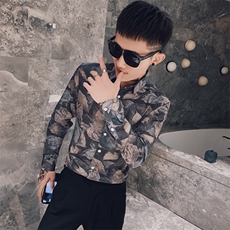 312A-835-P602025春夏社会精神小伙修身时尚衬衣长袖男衬衫A，男装衬衫，星座312A-5