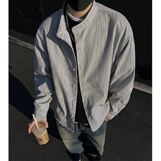 【现货】立领衬衣条纹长袖衬衫F6602特P45控68，男装衬衫，电商A309