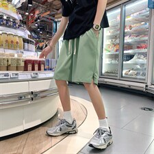 DSA028-KBDK06 P25 100聚酯 夏季新款运动裤宽松麻料冰丝休闲短裤图片