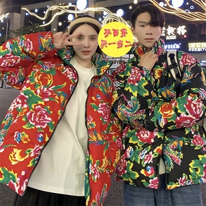 999双面穿情侣棉衣外套棉袄棉服保暖防寒男女东北大花衣团队服图片