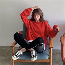 现货主推2色！拼接撞色宽松卫衣8218-J8651-P75控118，女装卫衣/绒衫，卡莱