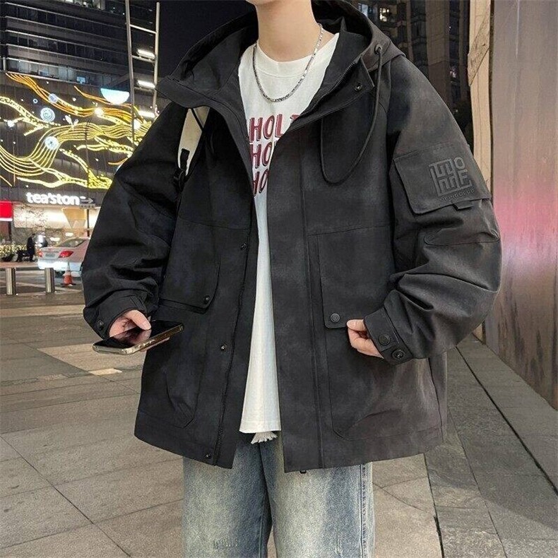 79020-P100春季休闲时尚连帽夹克男长袖工装外套,男装夹克,电商D310B