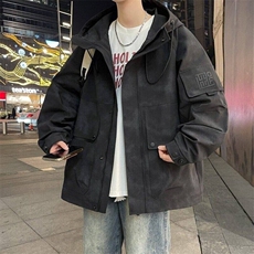 79020-P100春季休闲时尚连帽夹克男长袖工装外套，男装夹克，电商D310B