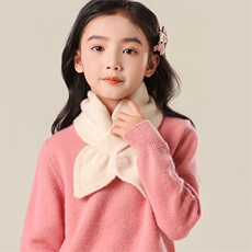 秋冬季35%保暖轻盈无压感厚蝴蝶结围巾，童装儿童配饰，群鹿羊绒