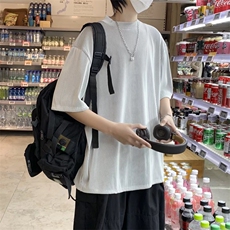 冰丝半高领五分袖男港风潮流宽松百搭休闲垂感透气T814-P24，男装T恤，星座512-2
