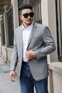 Xl-8XL春装新款男士休闲西服胖子西装上衣外套加肥大码1918款图片