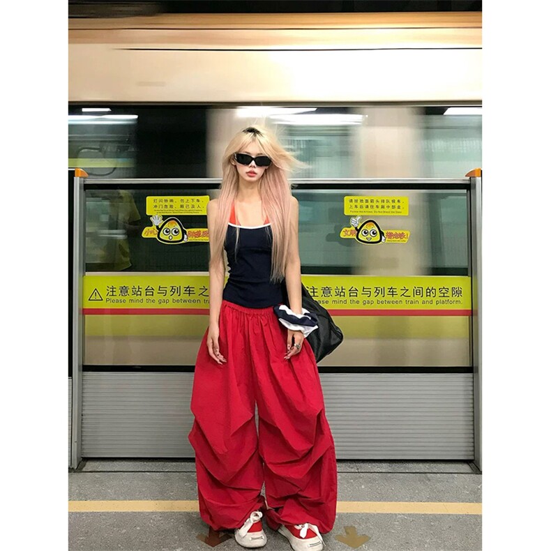 网图有货美式复合纯色阔腿垂感休闲裤男女宽松慵懒长裤A706-P45,男装休闲裤,星座1505
