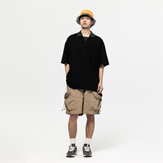 南夏乔装2025夏季新款日系休闲纯棉短袖男复古撞色翻领设计POLO衫，男装T恤，电商S006（B521）