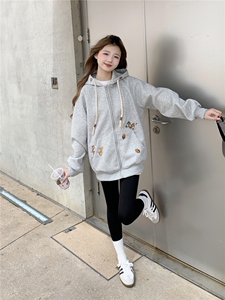 现货2026春秋季连帽外套女针织撞色可爱风学生休闲百搭外图片