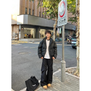 短款廓形棉服男款冬季高级感美式pu皮棉衣加厚防寒保暖面包服外套图片