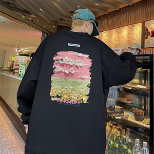 已注册港风得物直播抖音高品质重磅菠萝格圆领宽松男卫衣W2056P40图片