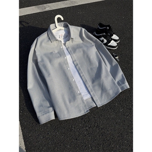 美式ins高街暗黑宽松条纹长袖衬衫SY2540-S-3XL-特P35图片