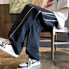 美式高街机能冲锋裤男条纹潮牌oversize户外登山直筒裤子EH2-P35，男装休闲裤，星座1008-1