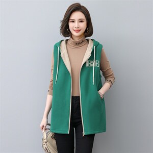 2022年秋季纯色棉常规通勤拉链连帽马夹，女装马甲，依倍林