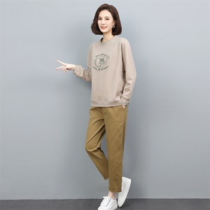 2022年春秋季新款套装女休闲气质百搭韩版时尚卫衣两件套装裤子棉